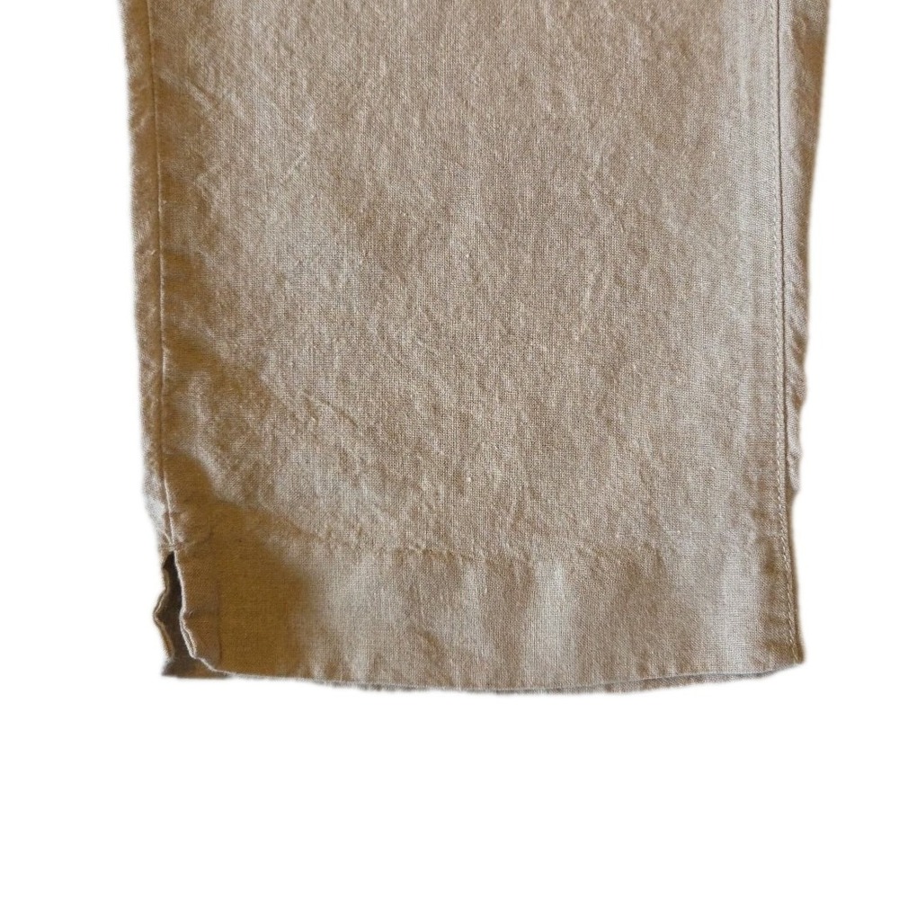 LL Bean Womens Khaki Linen Cropped Pants Size 10P Coastal Scandi Minimal Neutral - Picture 4 of 11